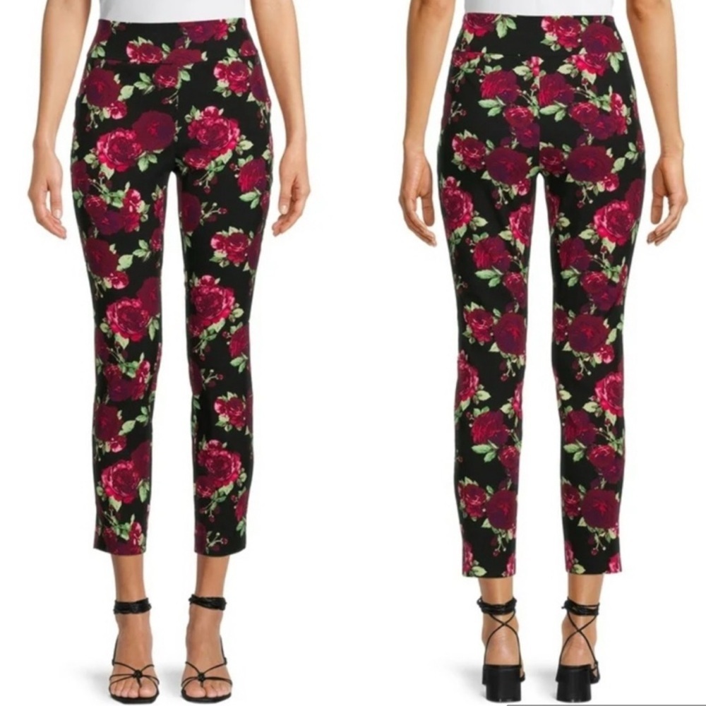 Dark Cottagecore romantic bold floral skinny pants XL